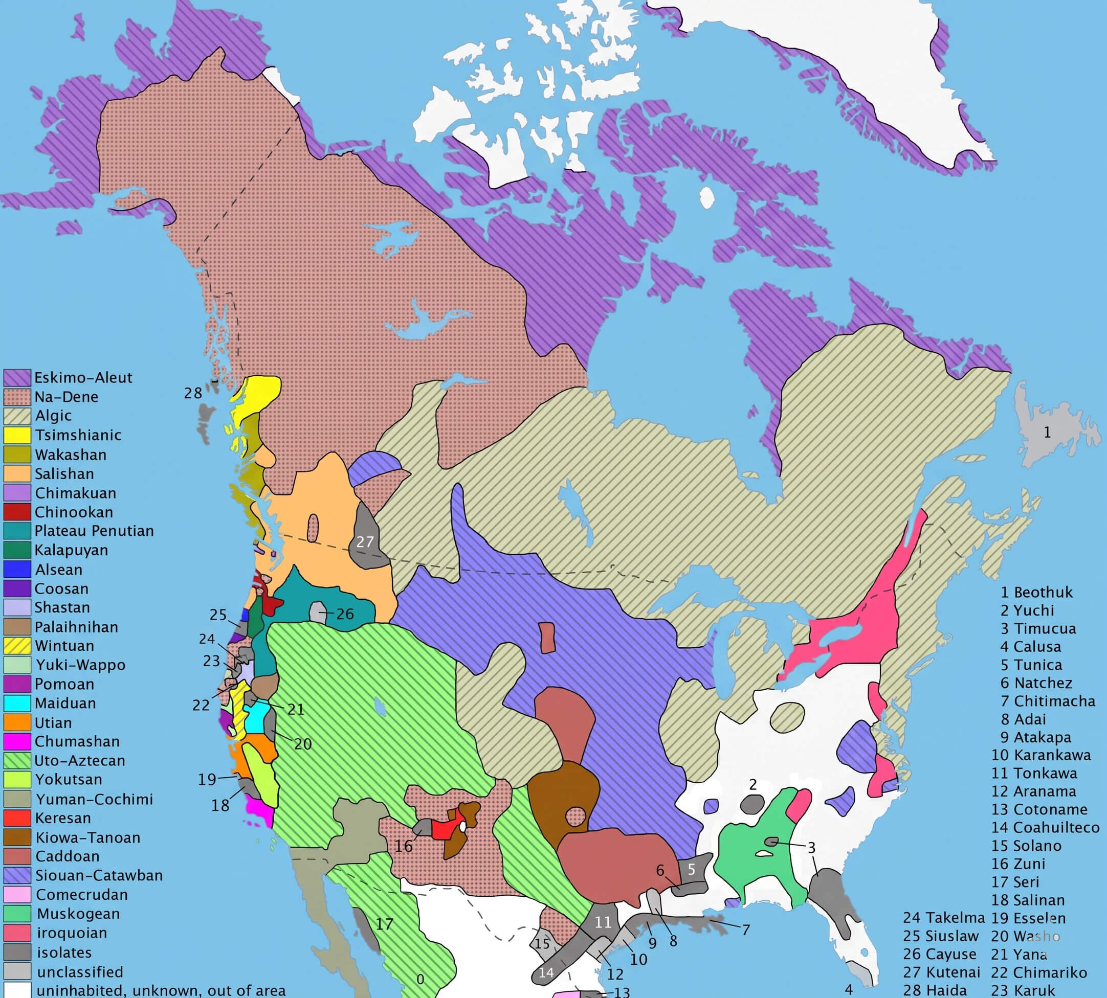 Indigenous languages of North America map