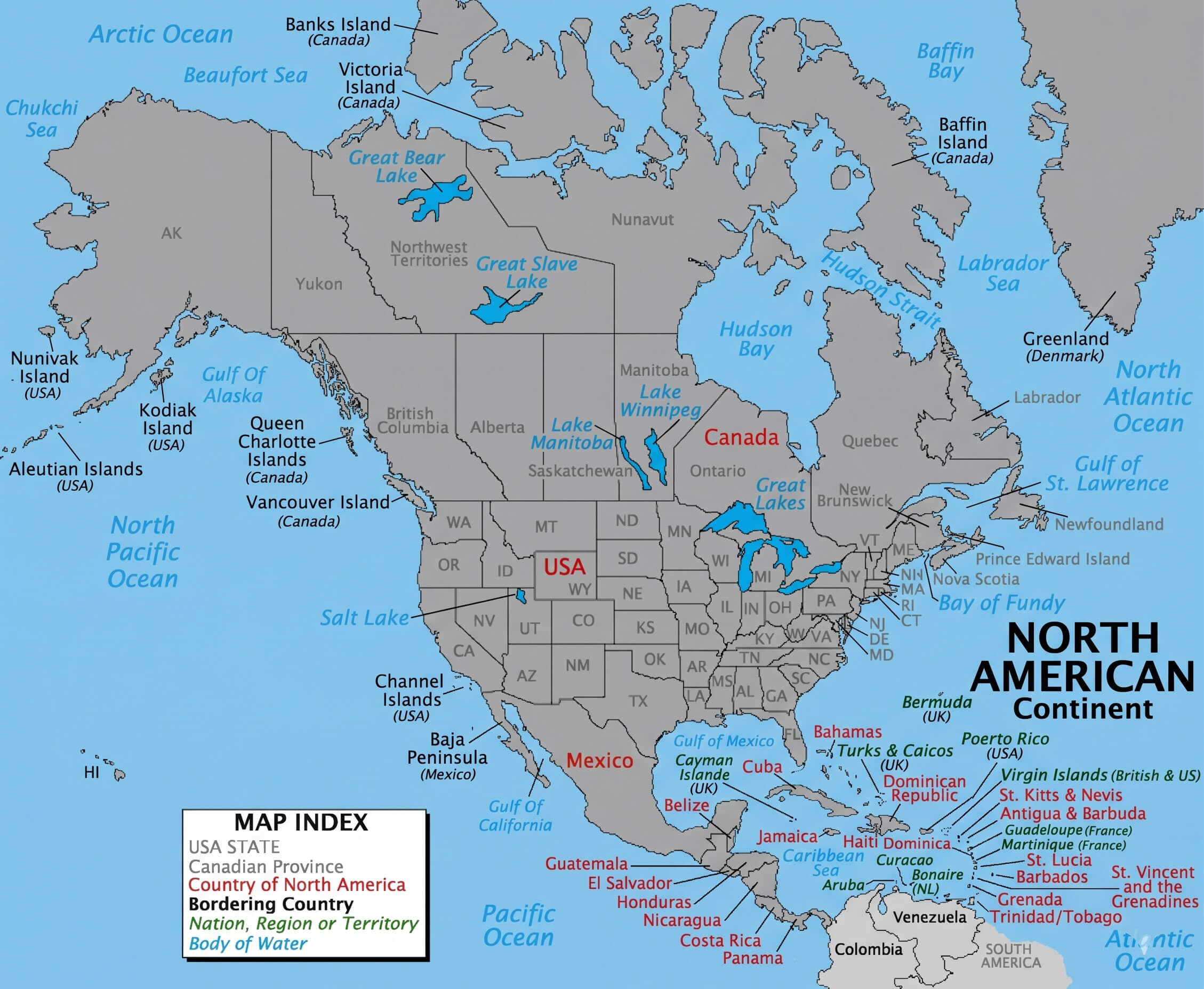 Political map of North America