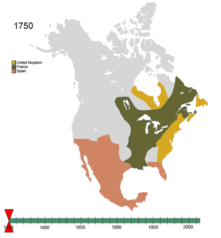 non native american nations control map 1750