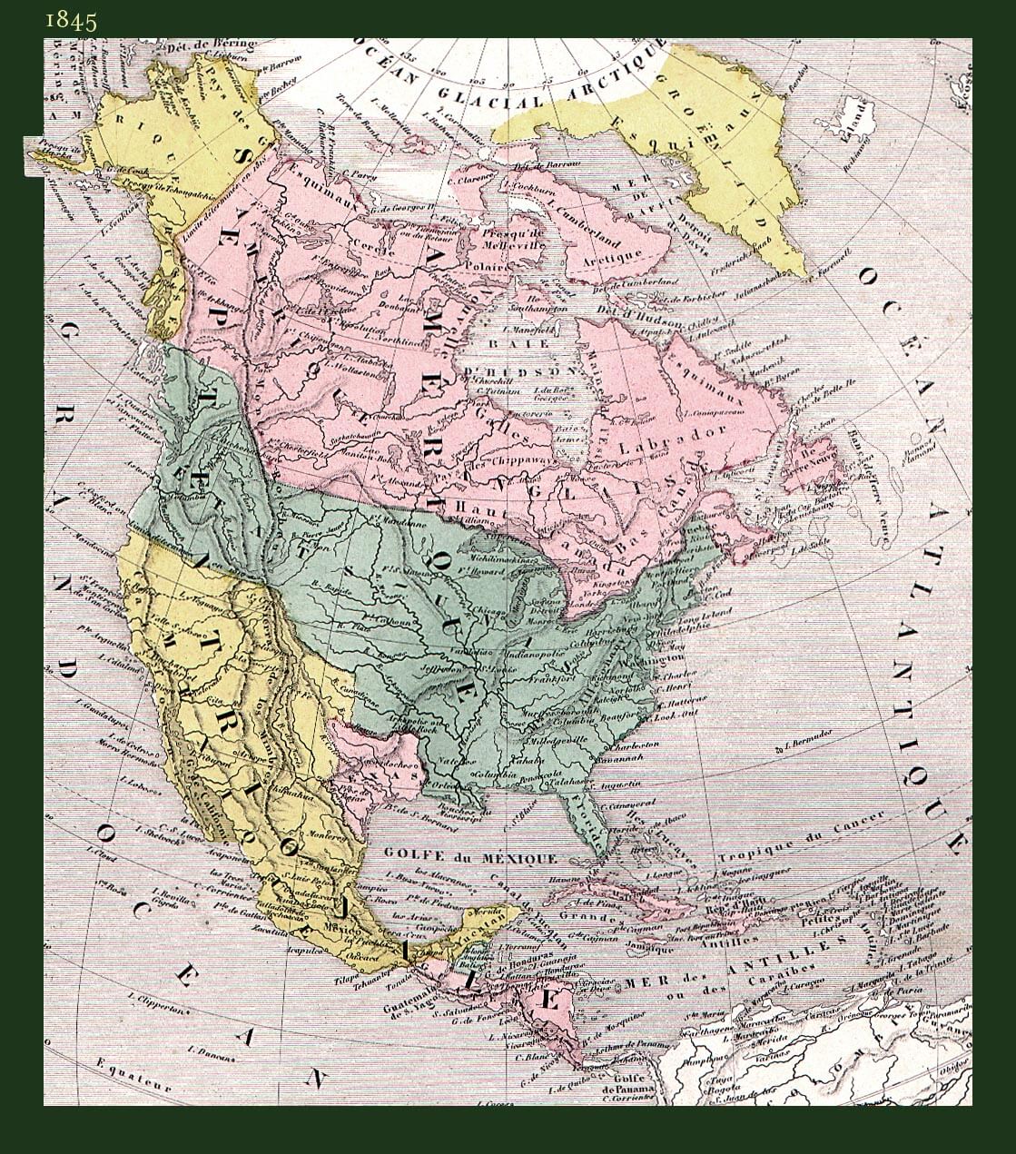 north america historical map 1845
