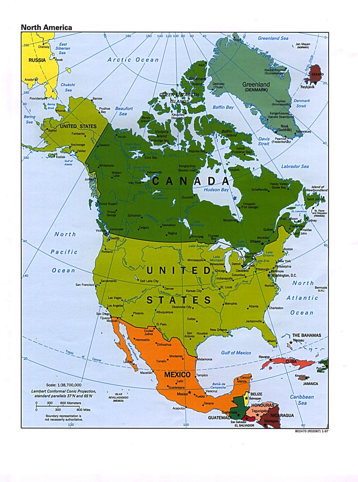 north america map countries
