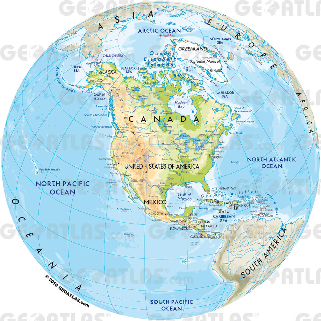 north america map world