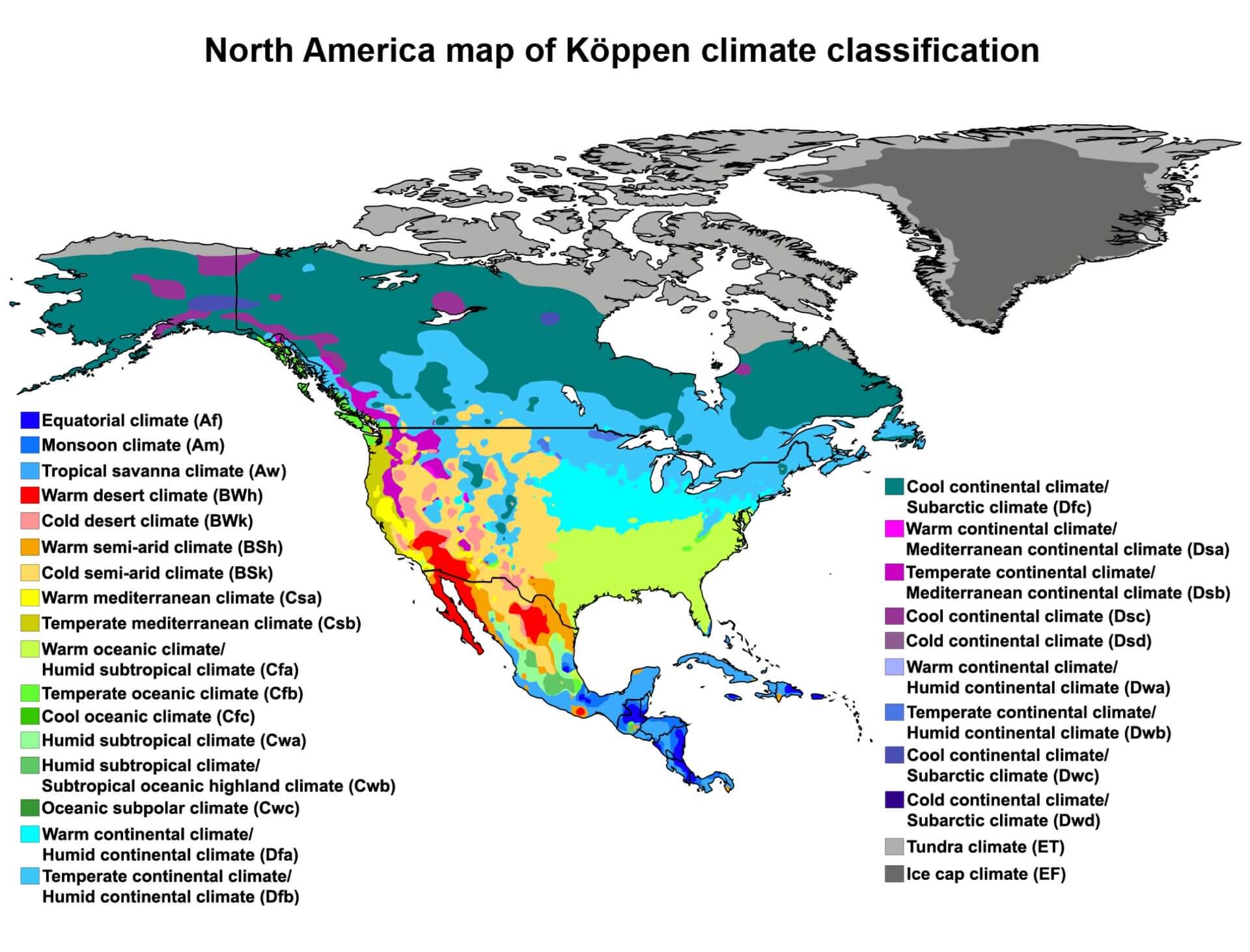 North America climate classification map