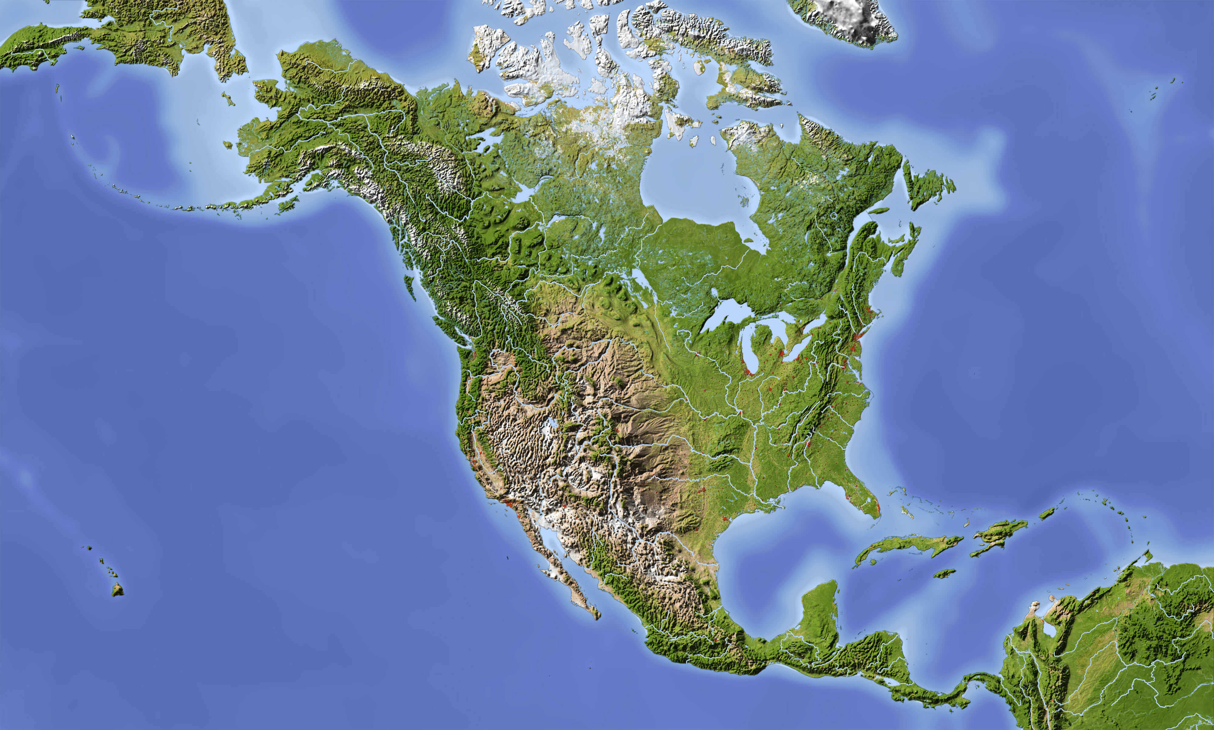 North America physical map