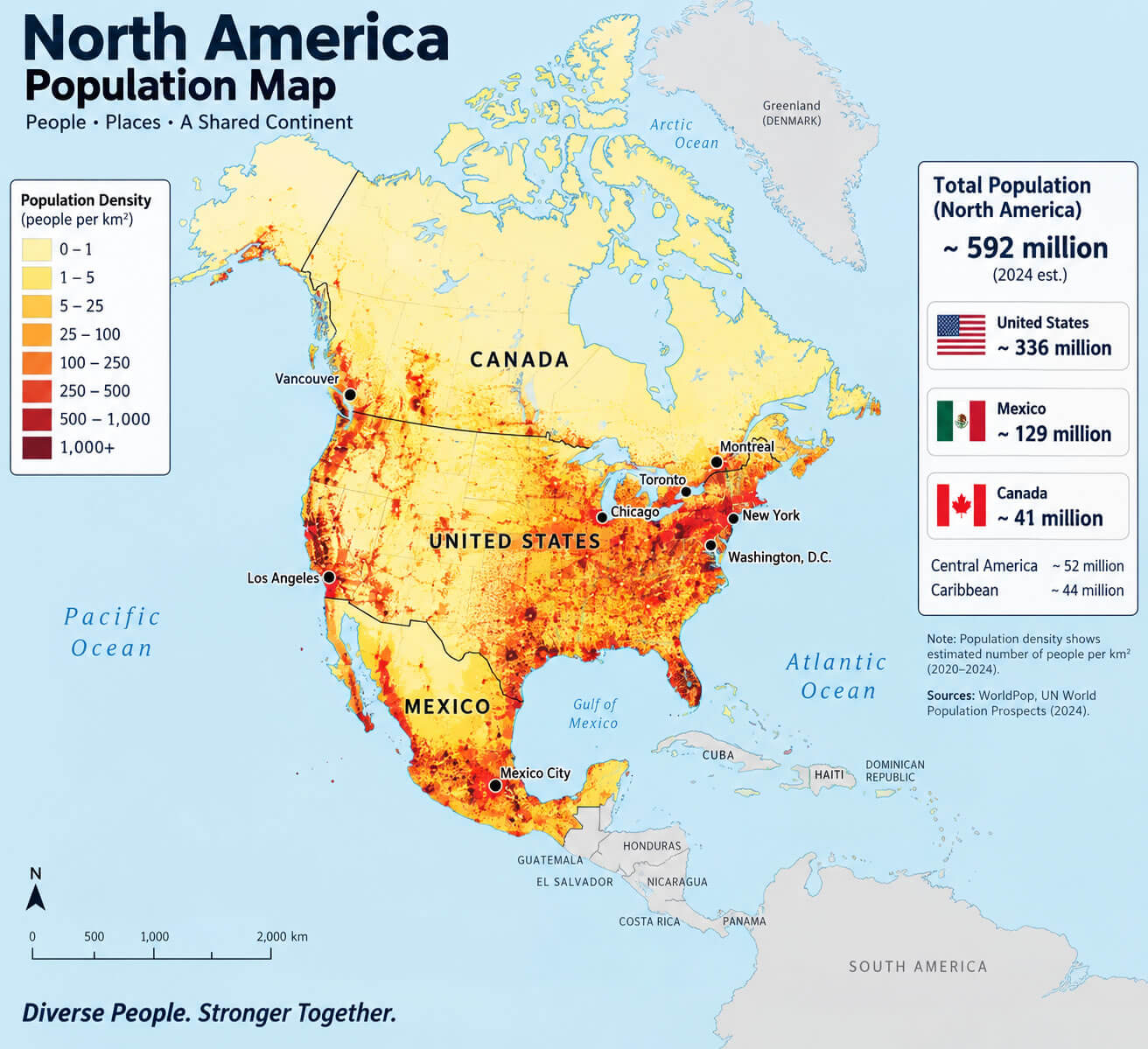 North America Population Density Map