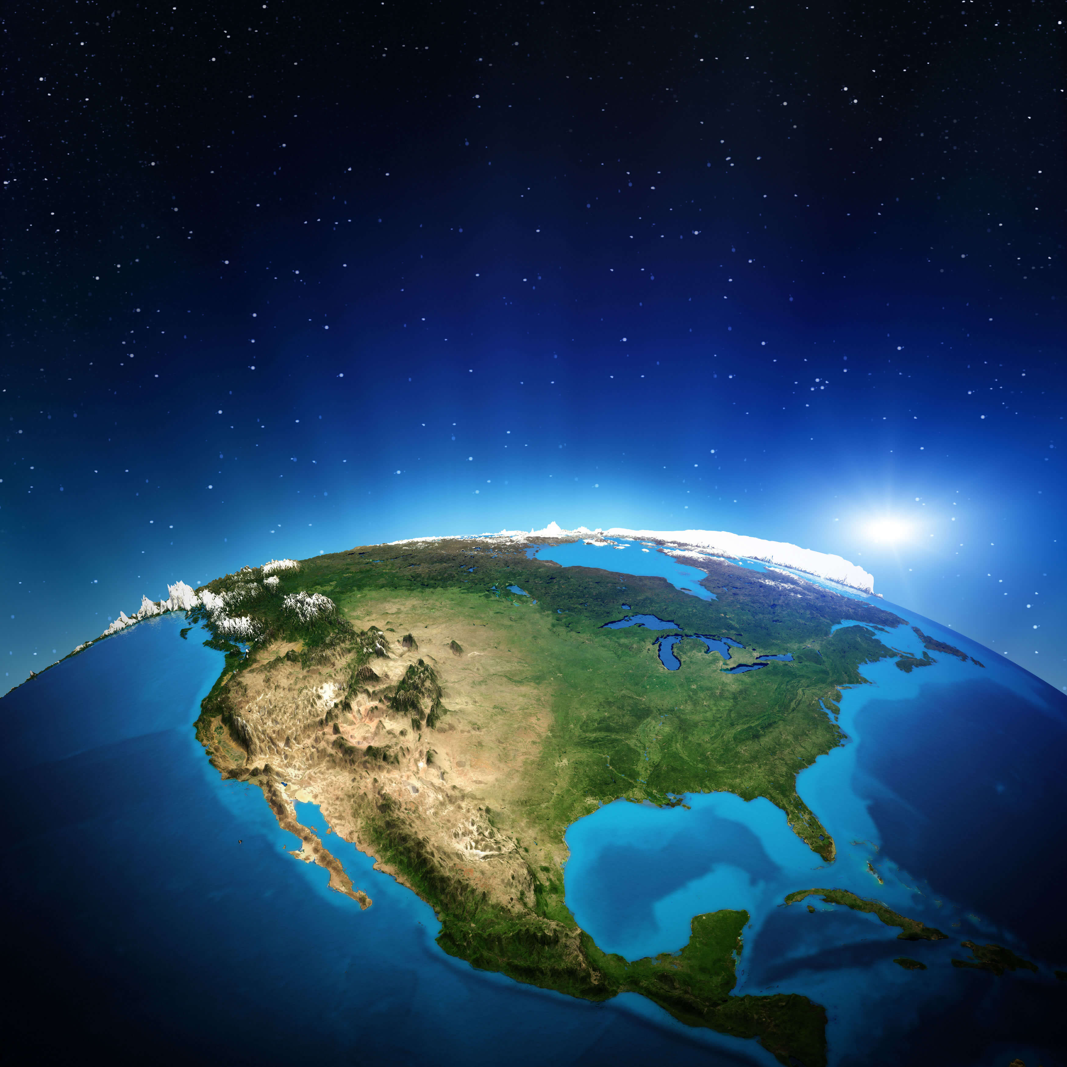 North America from space satellite view