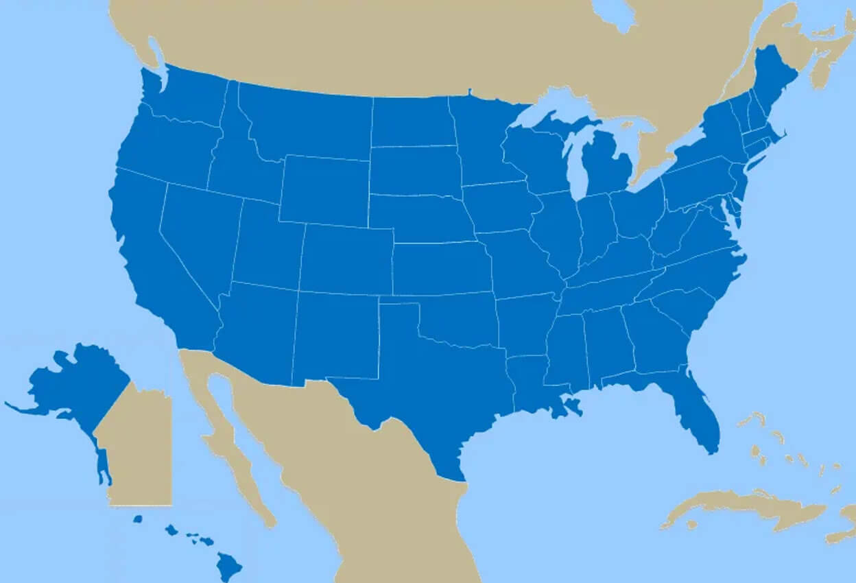 Blank Map of the United States with State Borders