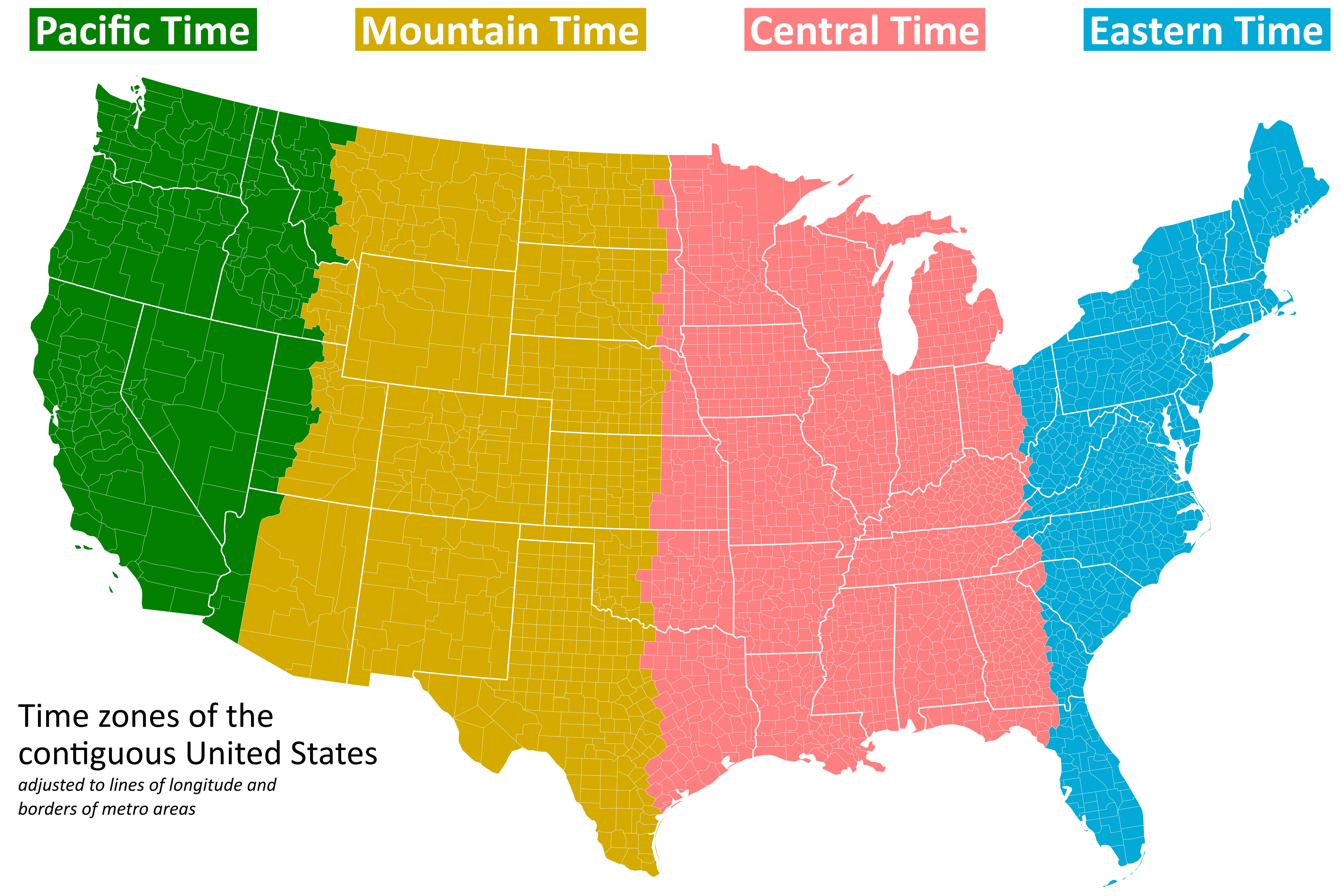 Texas mountain time zone map in the US