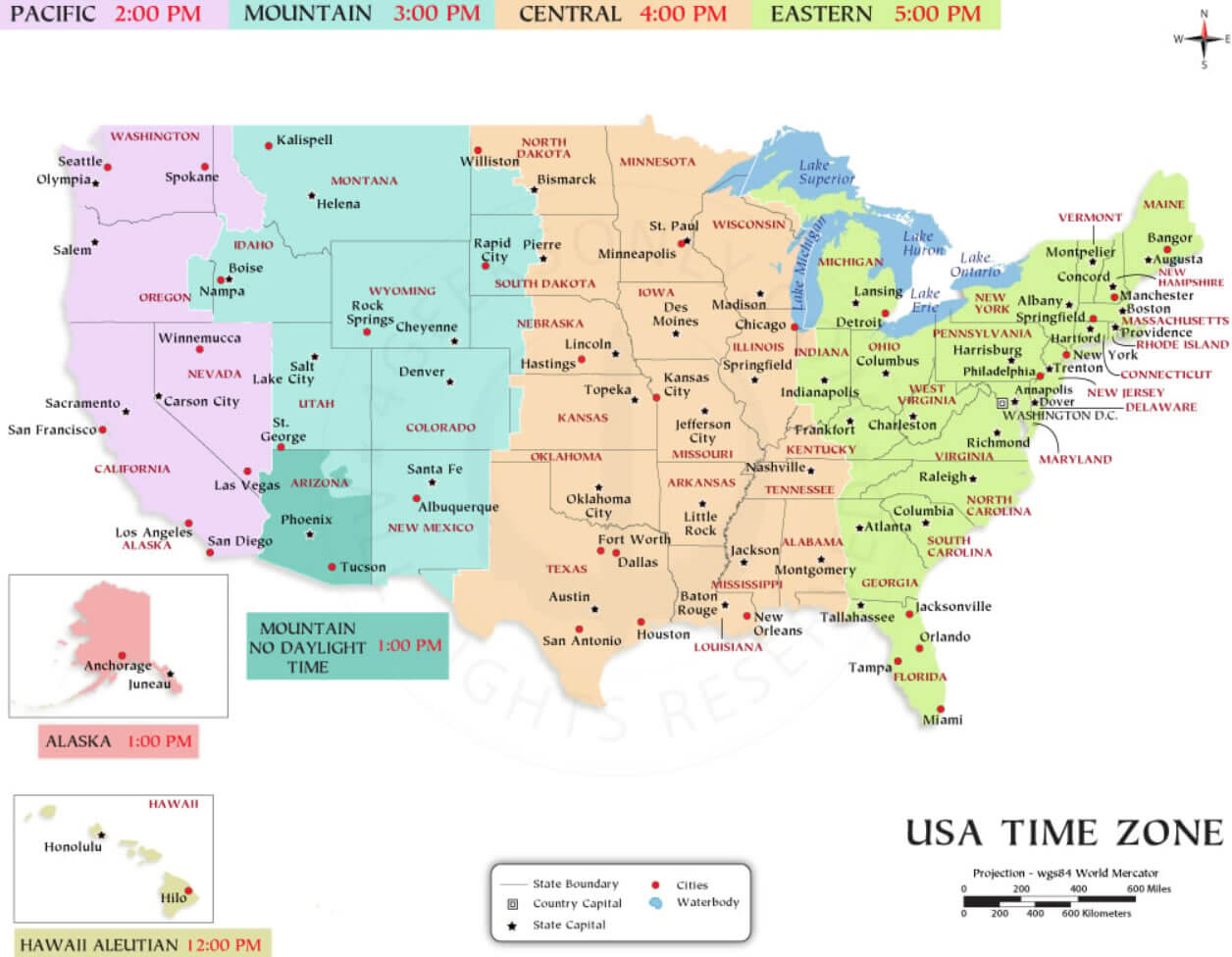 Texas USA time zone map