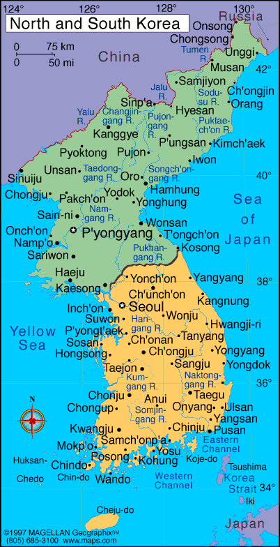 north korea map south korea