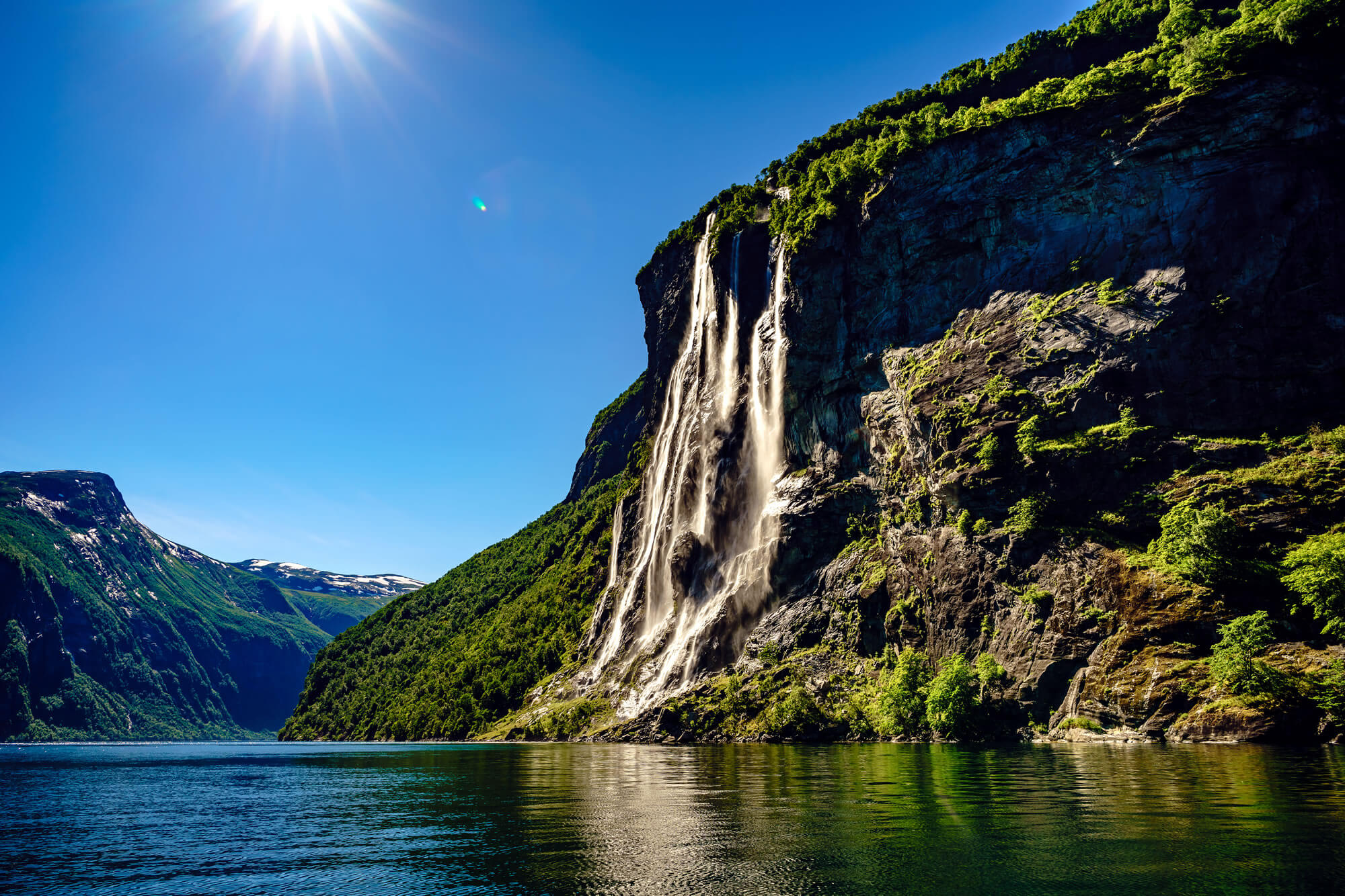 Geiranger fjord, waterfall Seven Sisters, Norway