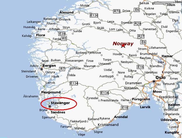 Stavanger map north norway