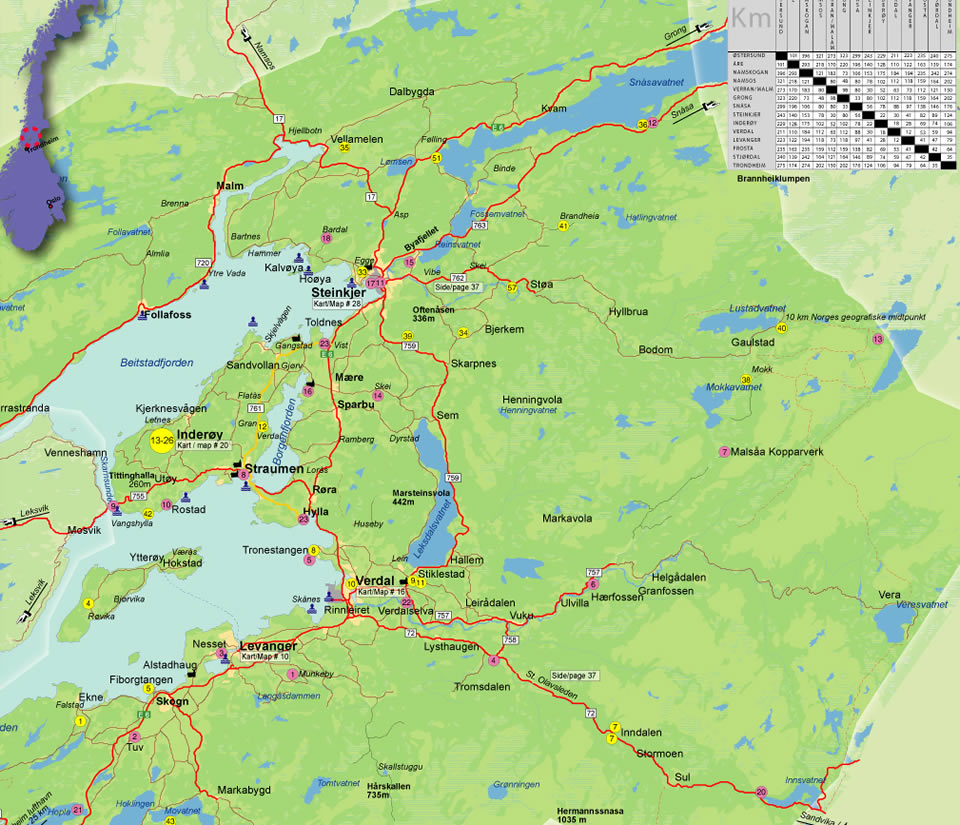 Central Norway Map Steinkjer
