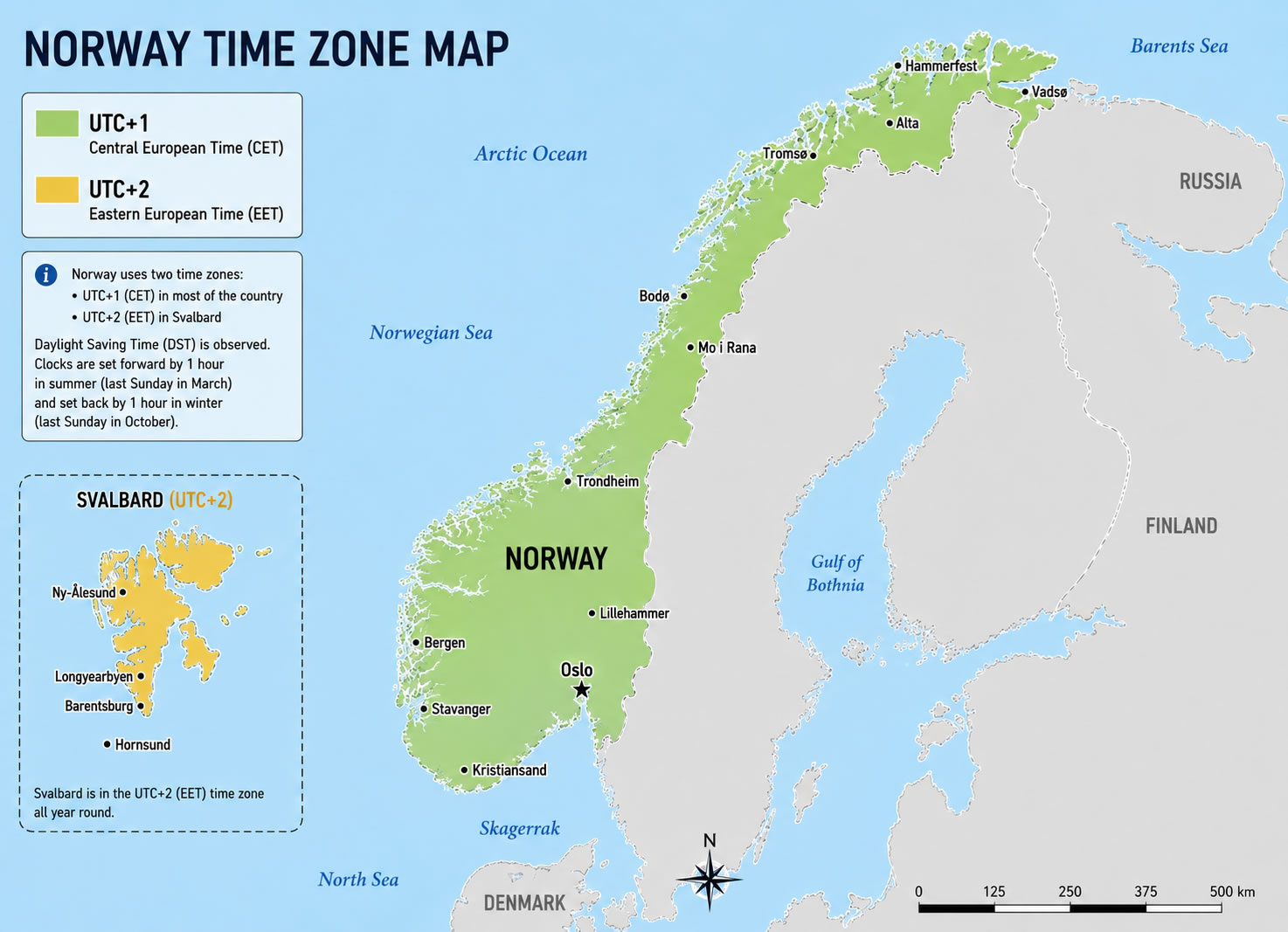 Norway time zone map