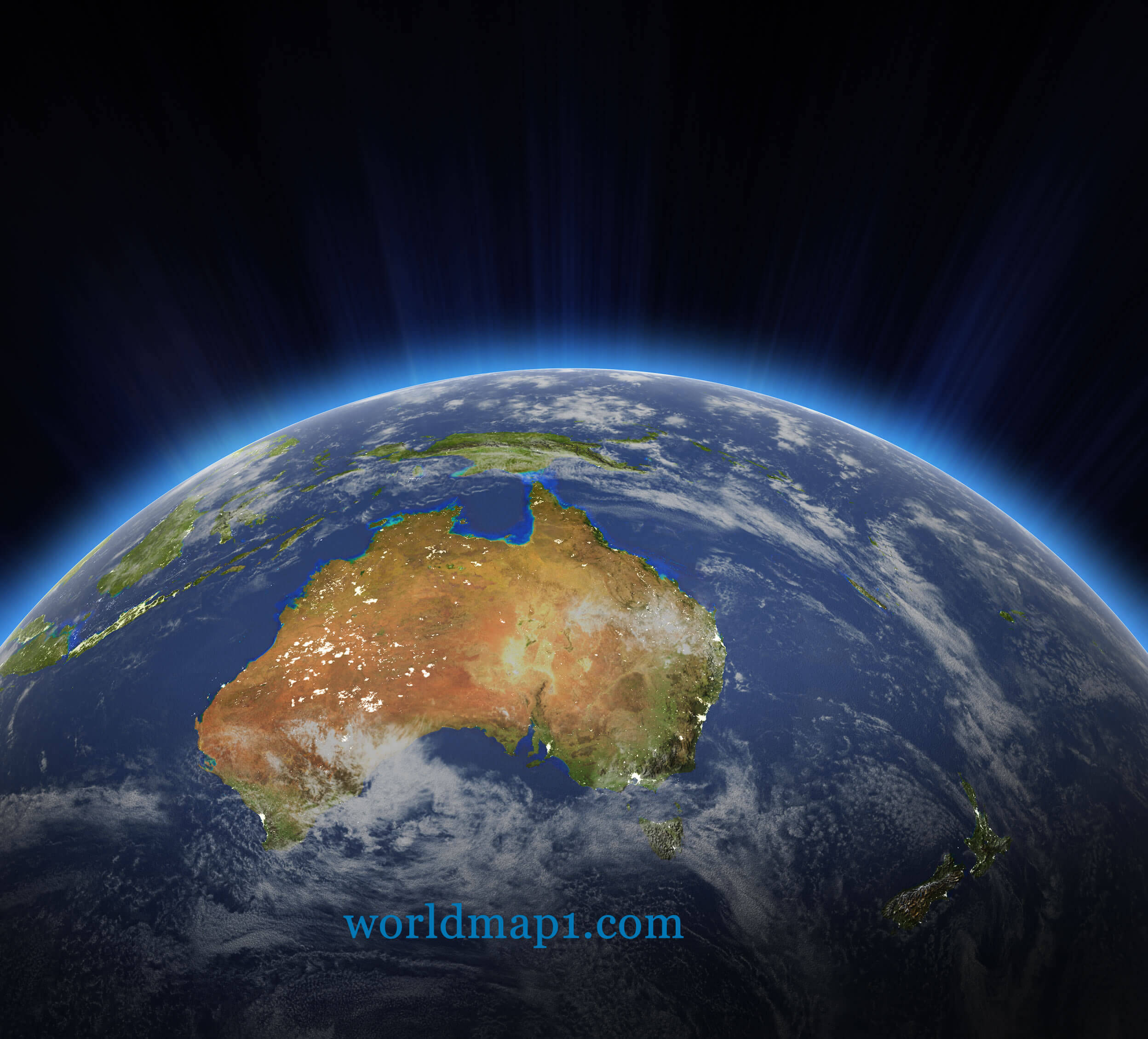 Australia and New Zeland at Night