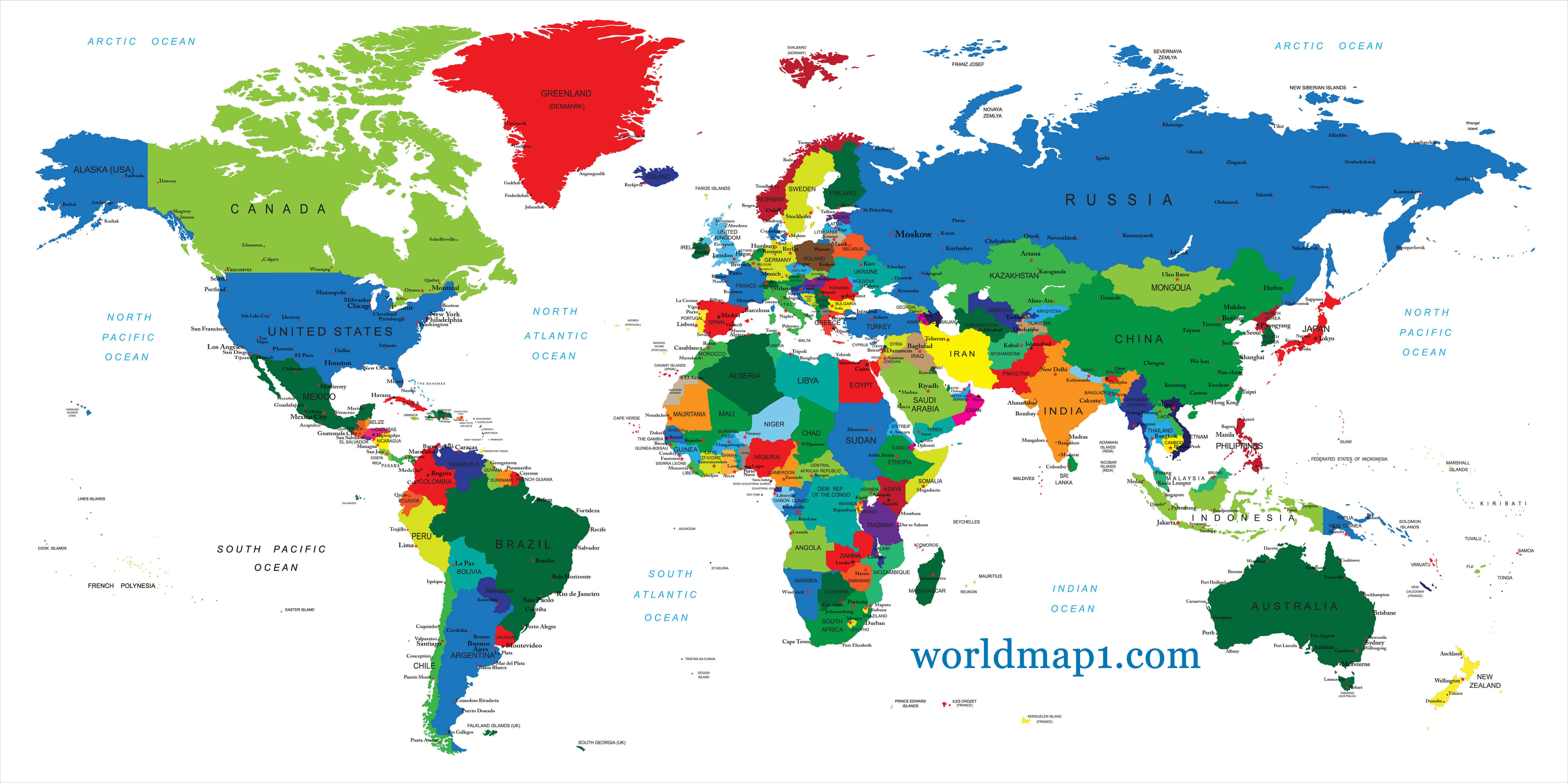 World Map and Oceania Countries