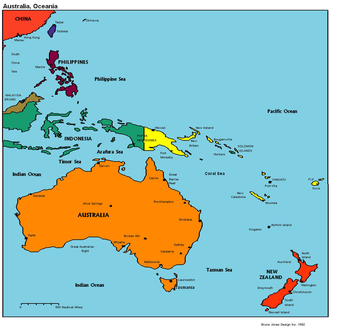 australia oceania map