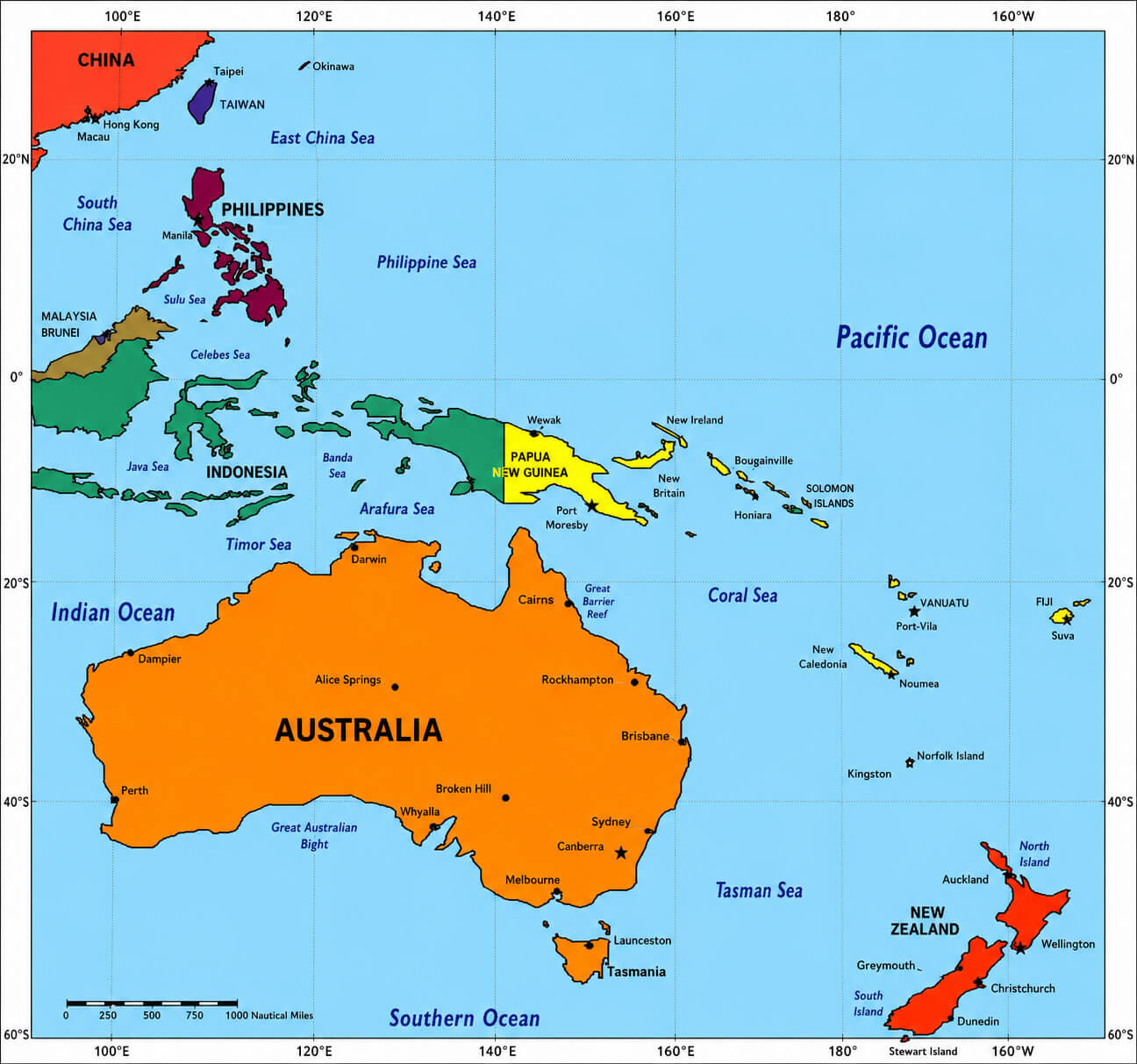 Australia Oceania map