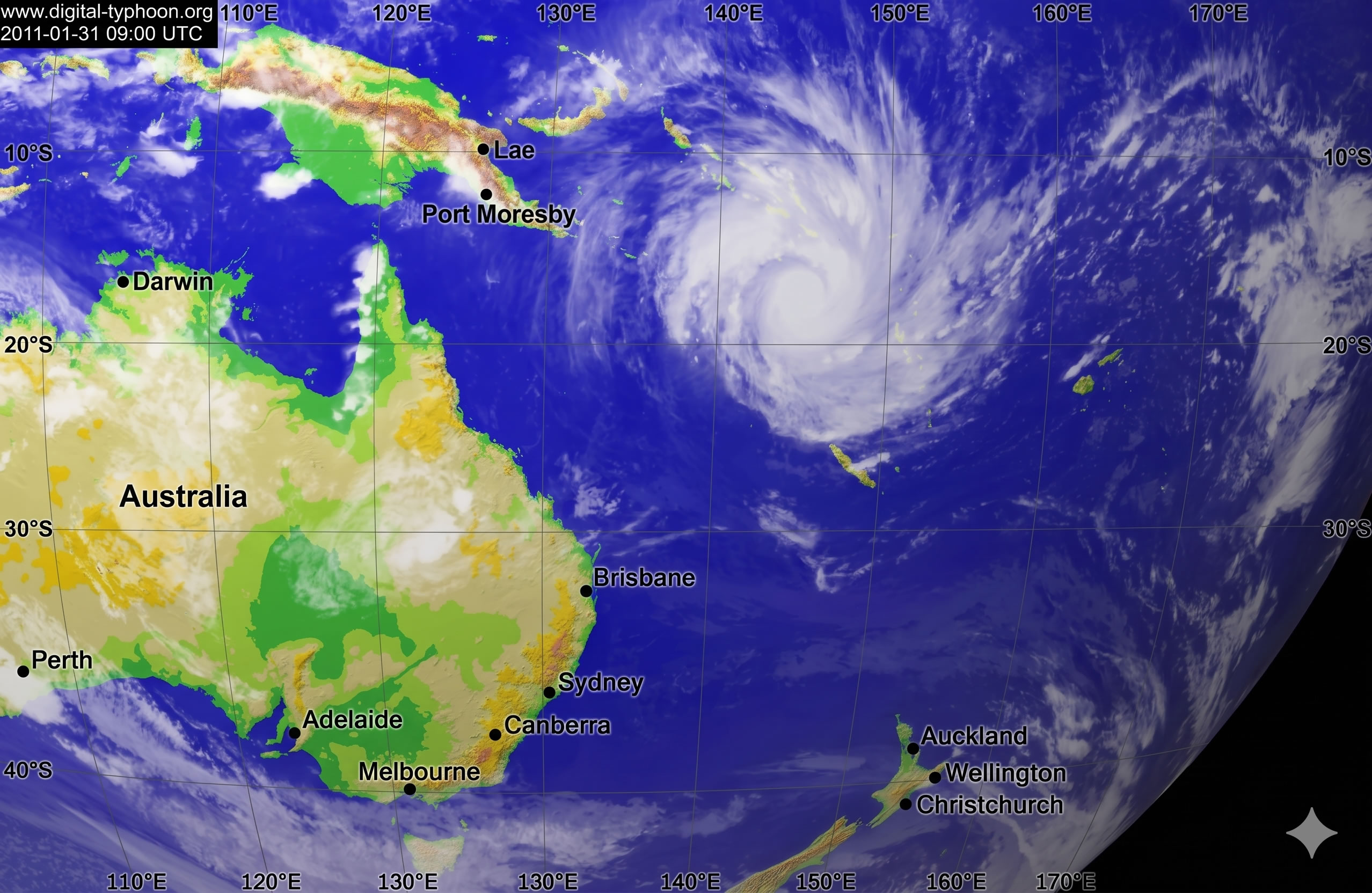 Oceania map Pacific ocean cyclone