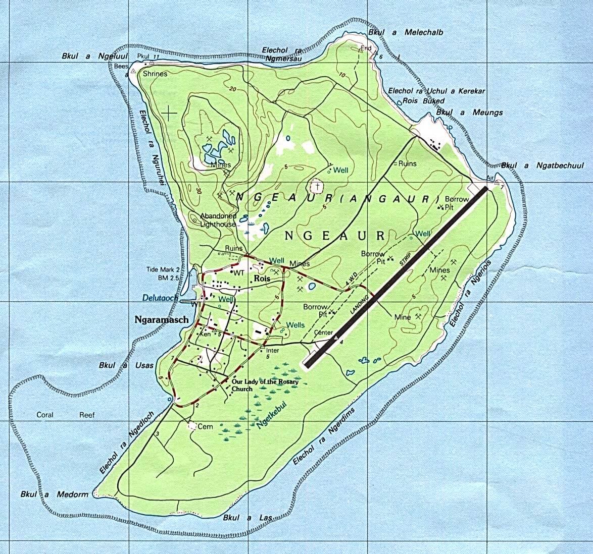 palau ngeaur island map