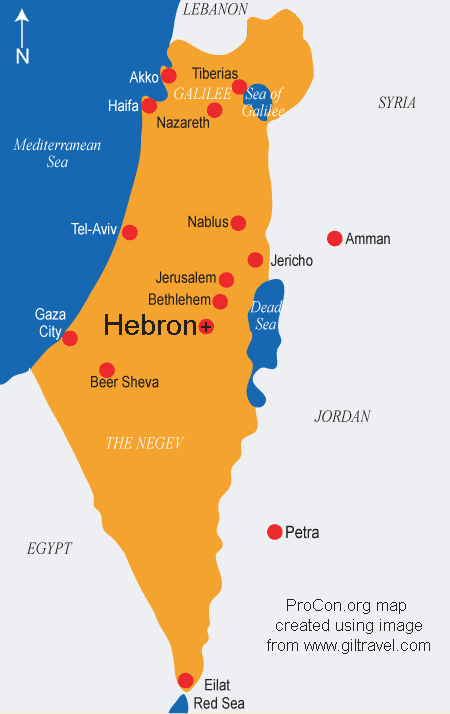 Hebron palestine map israel
