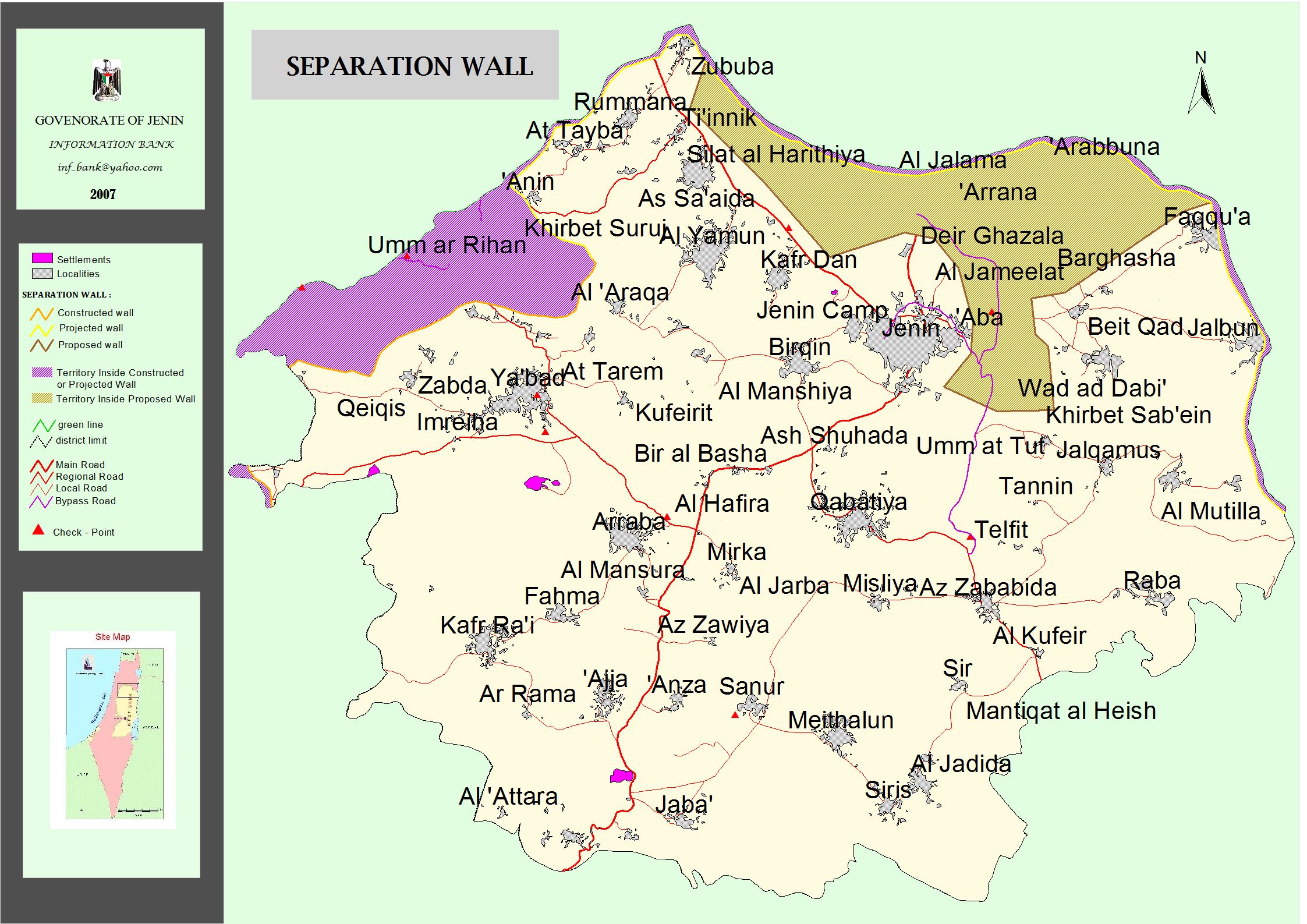 Jenin separation wall map