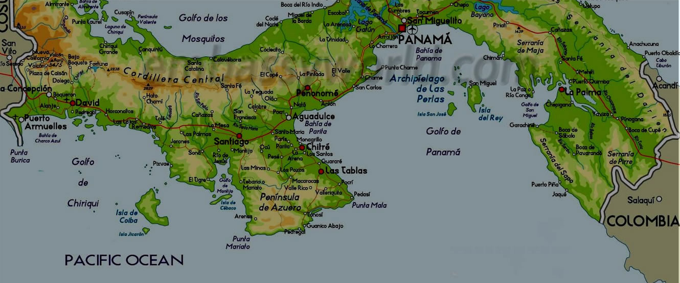 physical map of panama city