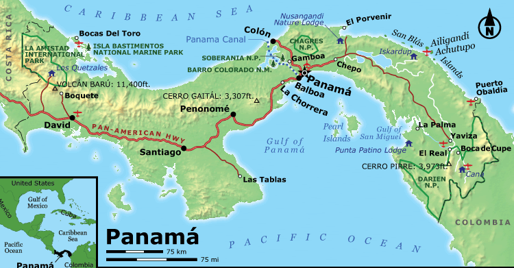 Panama Physical Map