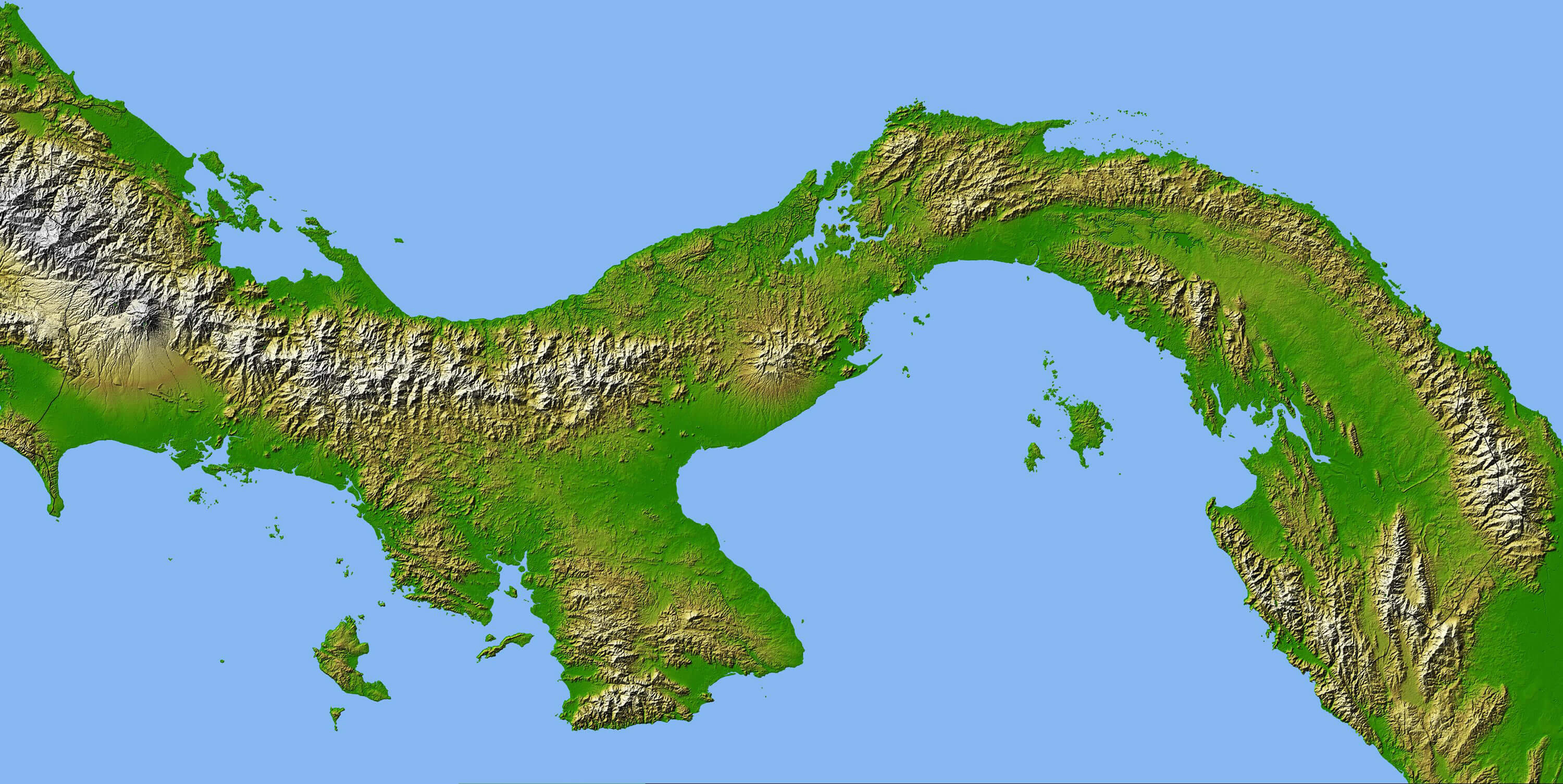 Physical Map of Panama Cities