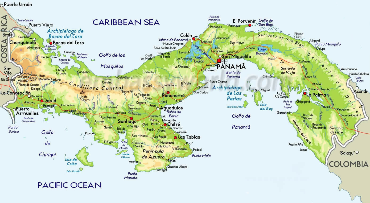 physical Map Panama