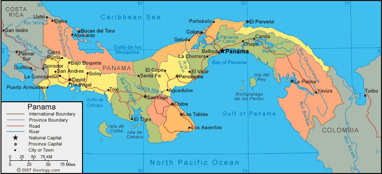 Politic Map of Panama