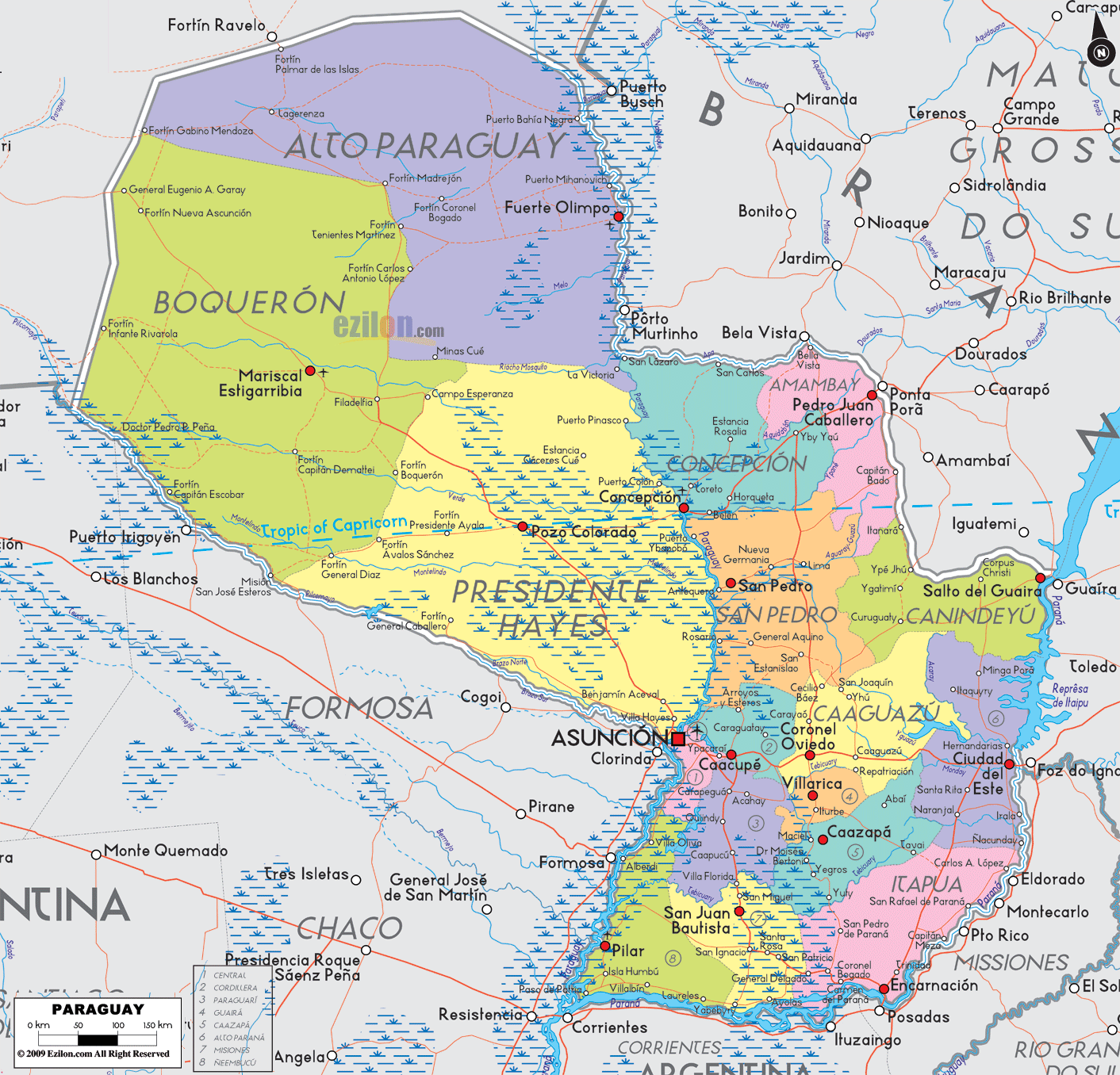 Political Map of Paraguay