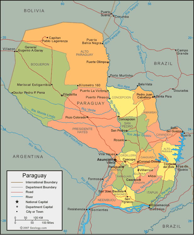 MAP OF PARAGUAY