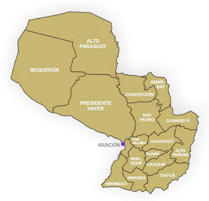 Map Provinces Paraguay