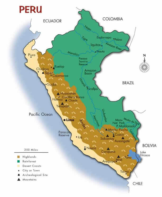 land map of peru