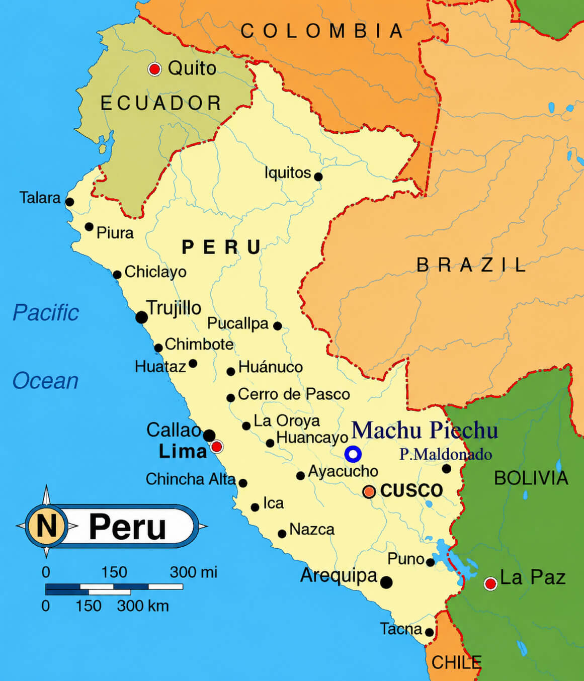 PERU MAJOR CITIES MAP