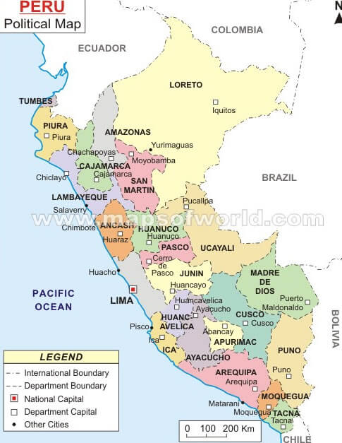 Provinces Map of Peru