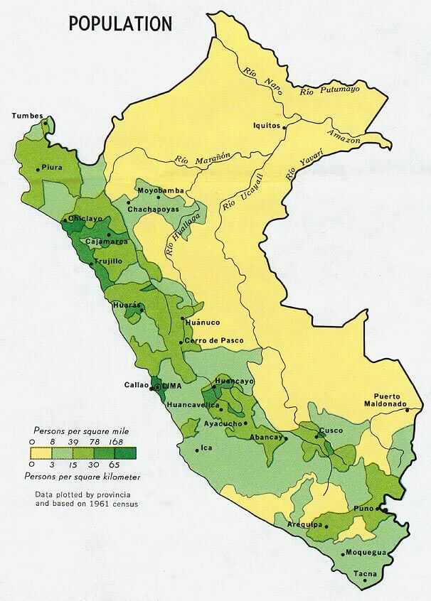 Peru Population Map 1970