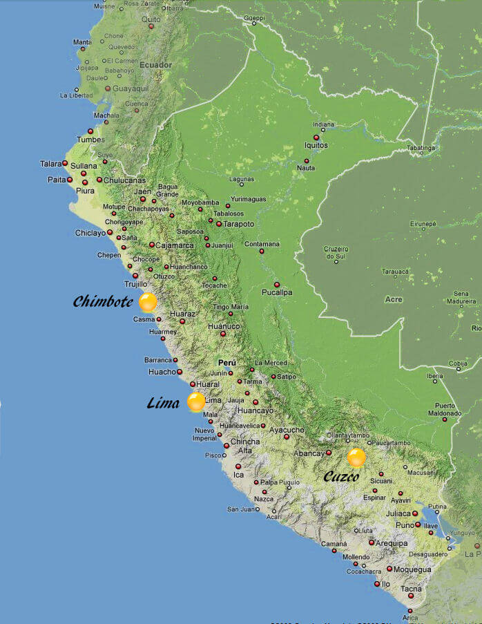 Physical Map of Peru