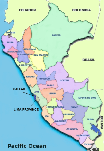 Provinces Map of Peru