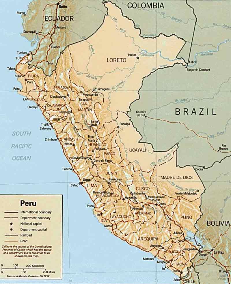 relief map of peru