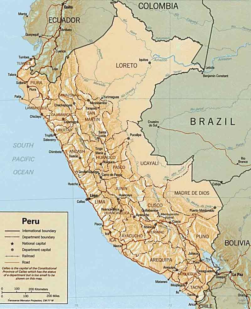 Relief Map of Peru