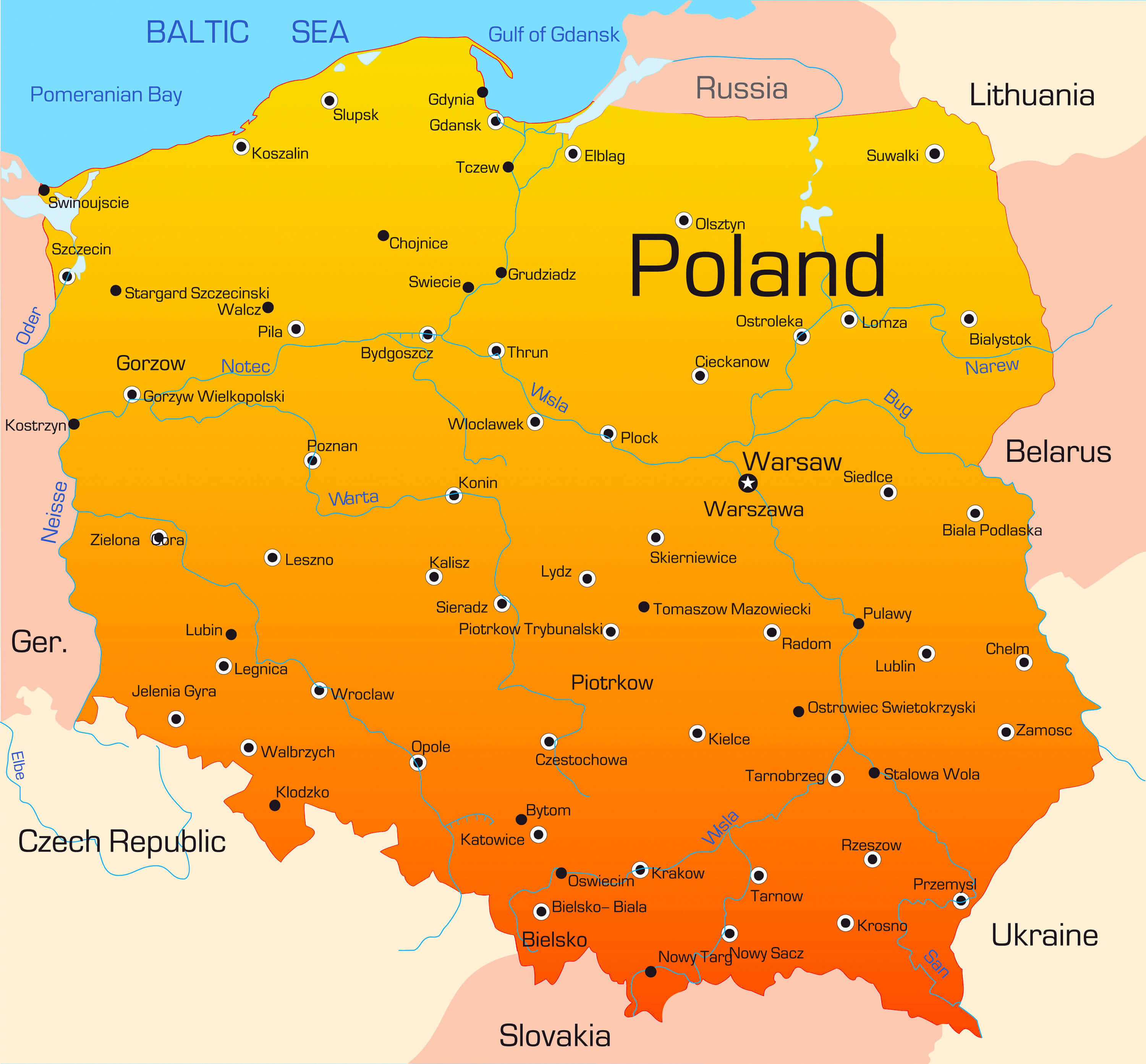 color map of Poland