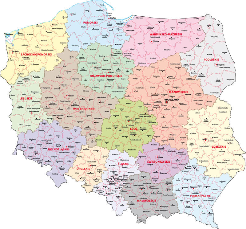 Poland Administrative Map