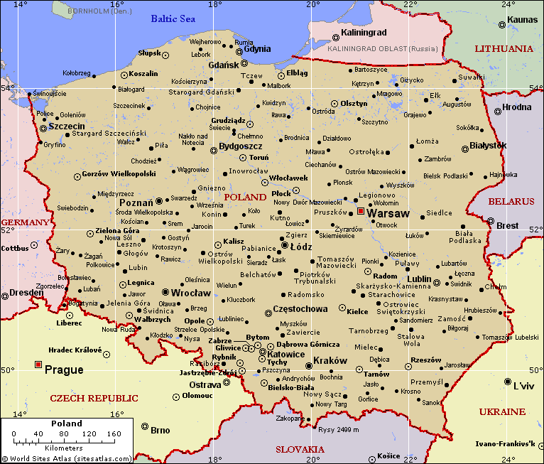 poland cities map