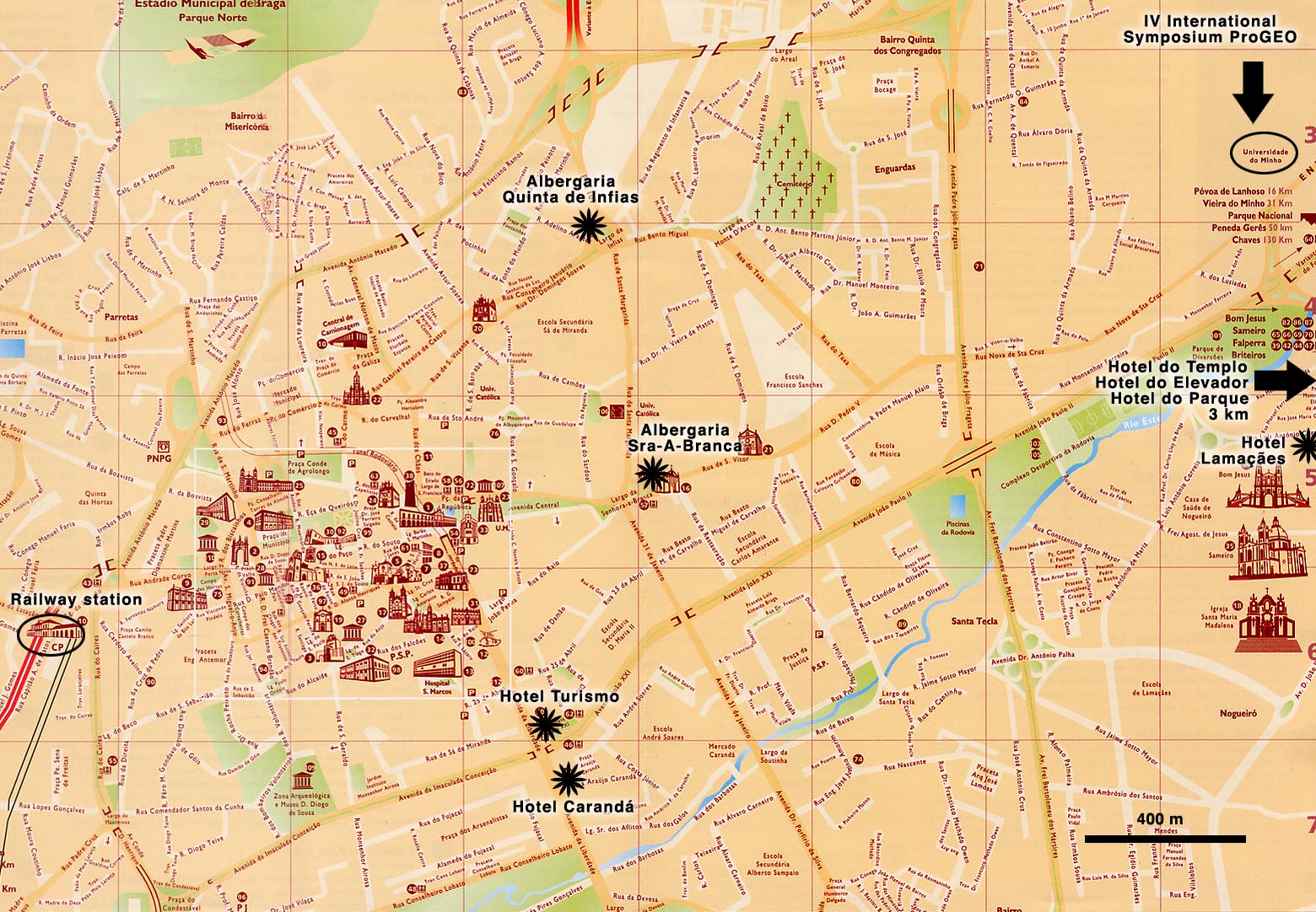 Braga hotels map