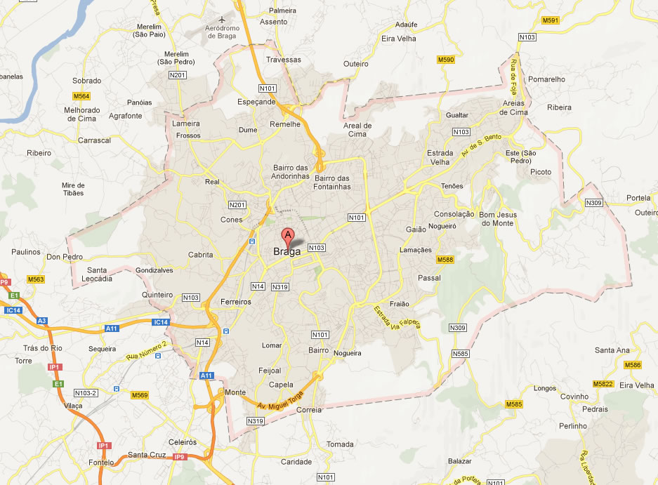 map of Braga