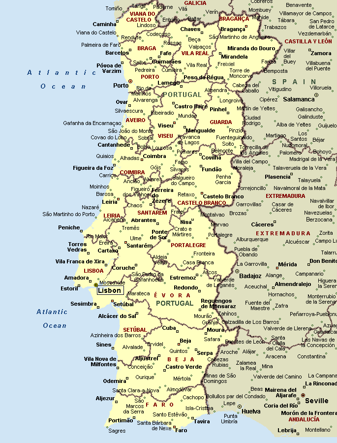 Cities Map of Portugal