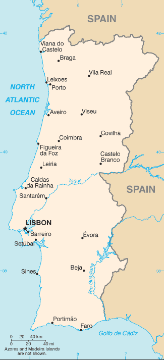 political map of portugal