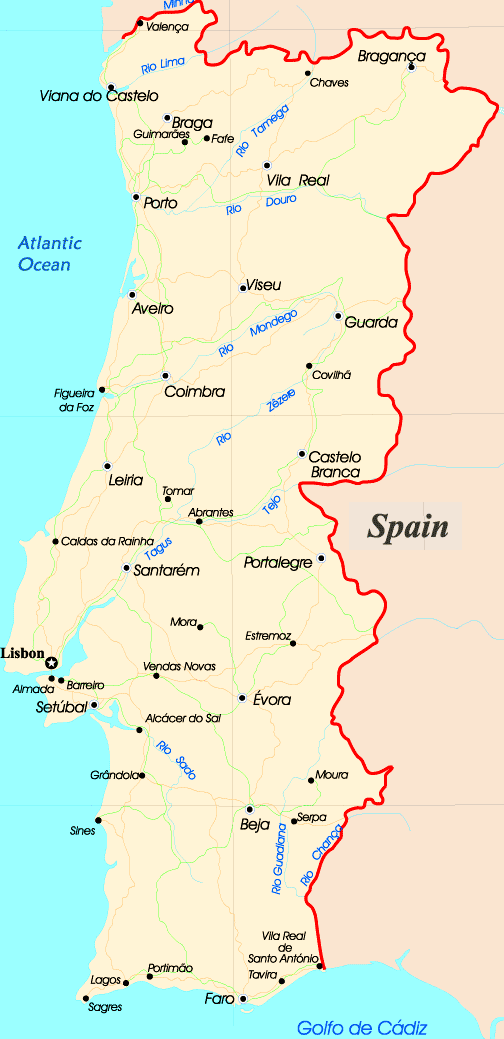 Provinces Of Portugal Map